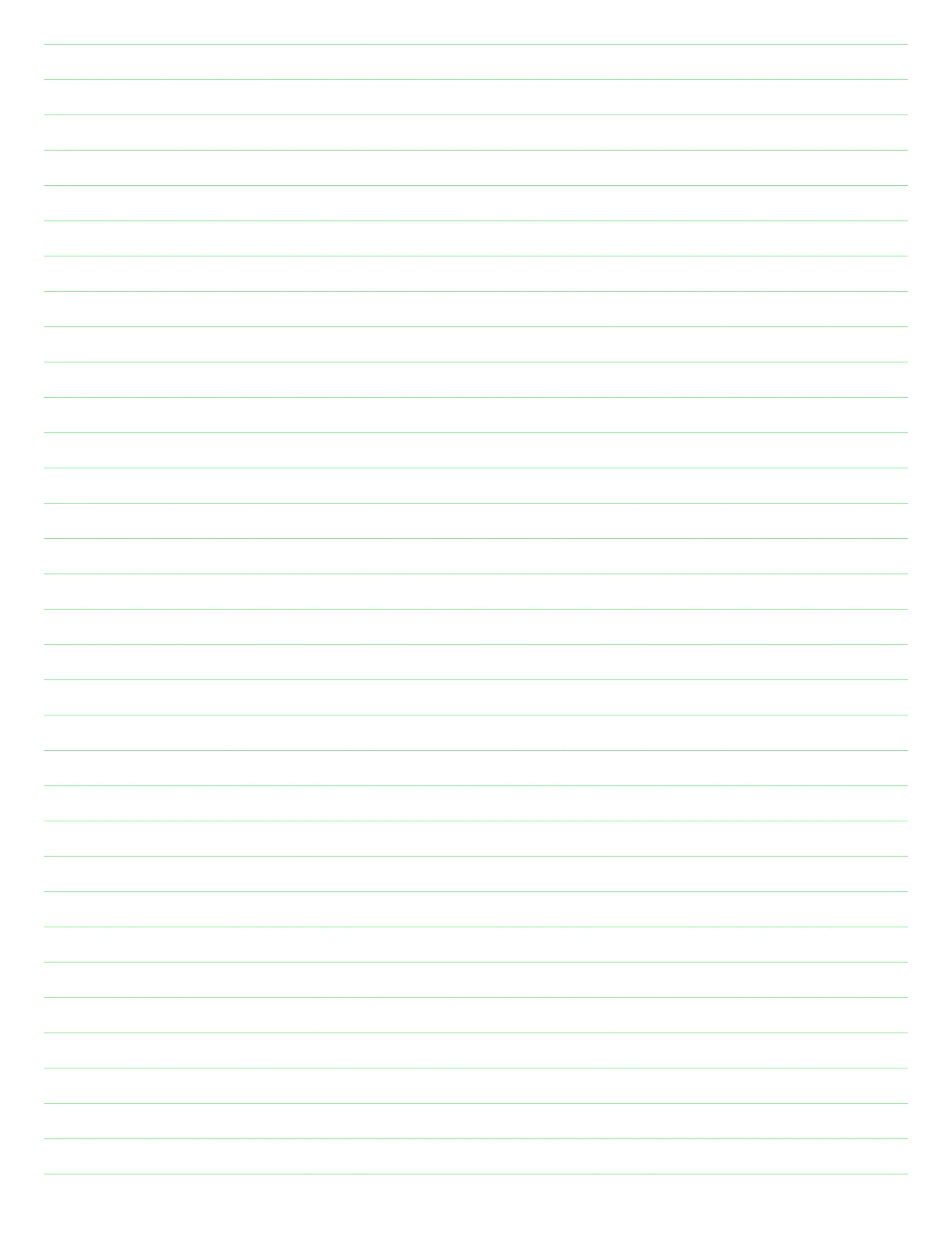 letter-size green 8 mm lined paper