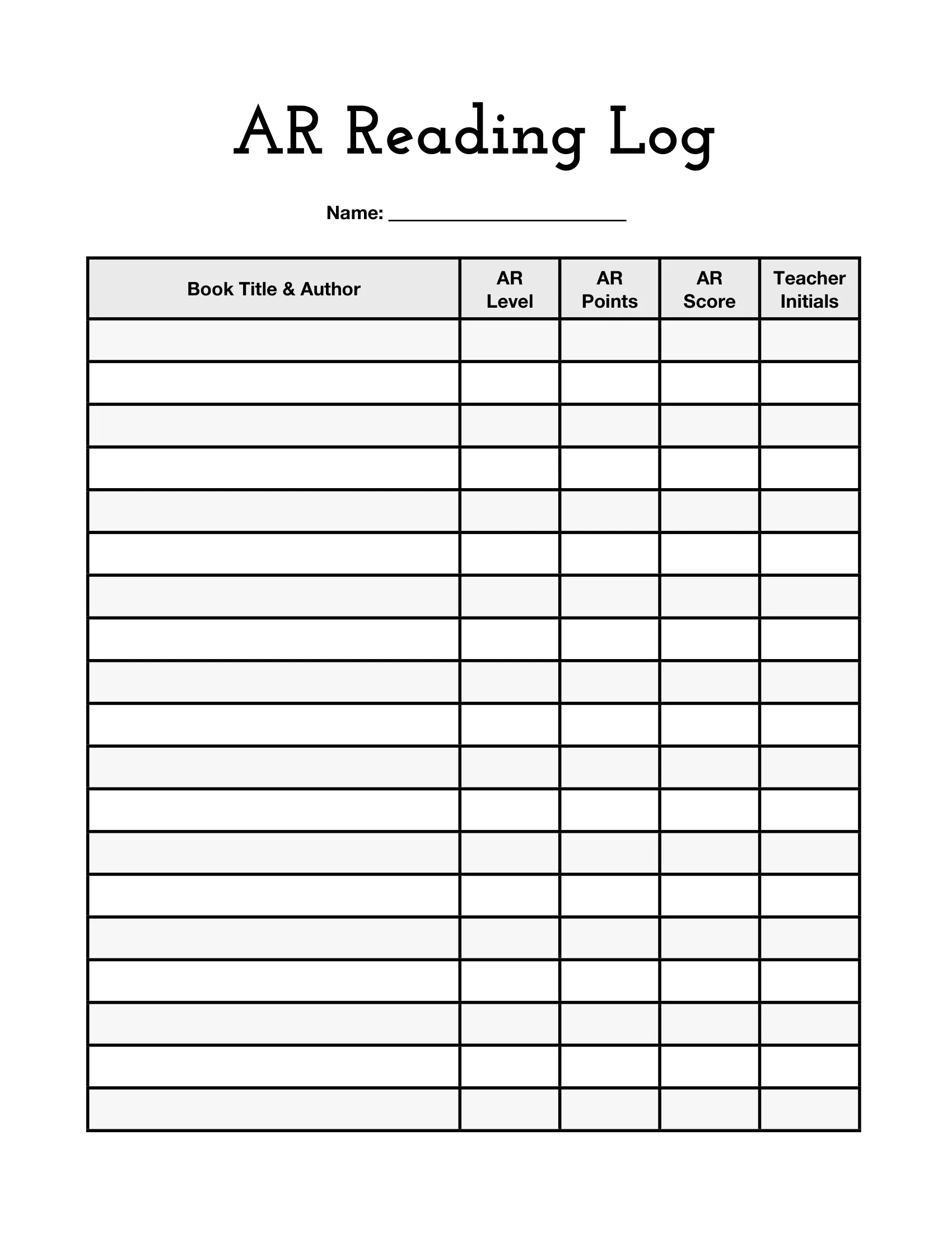 accelerated reading logs