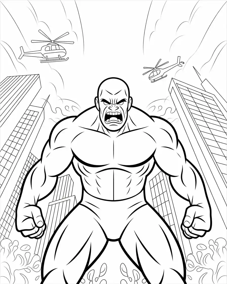 angry hulk city coloring page