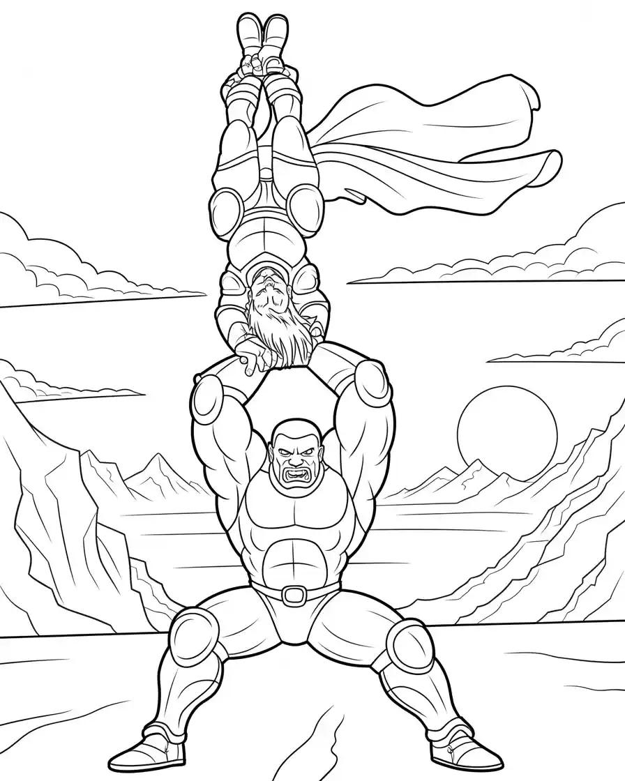 angry hulk holding loki coloring page
