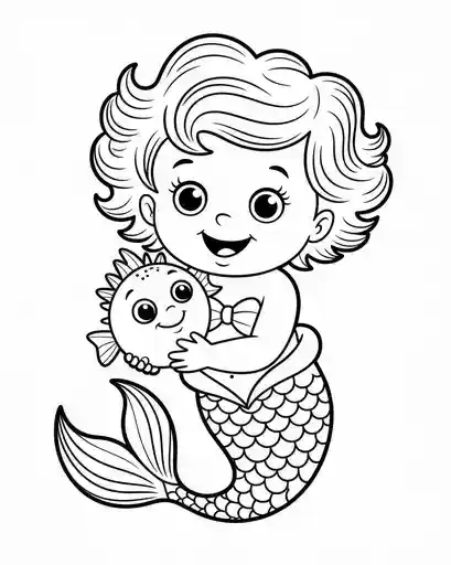 baby mermaid coloring page