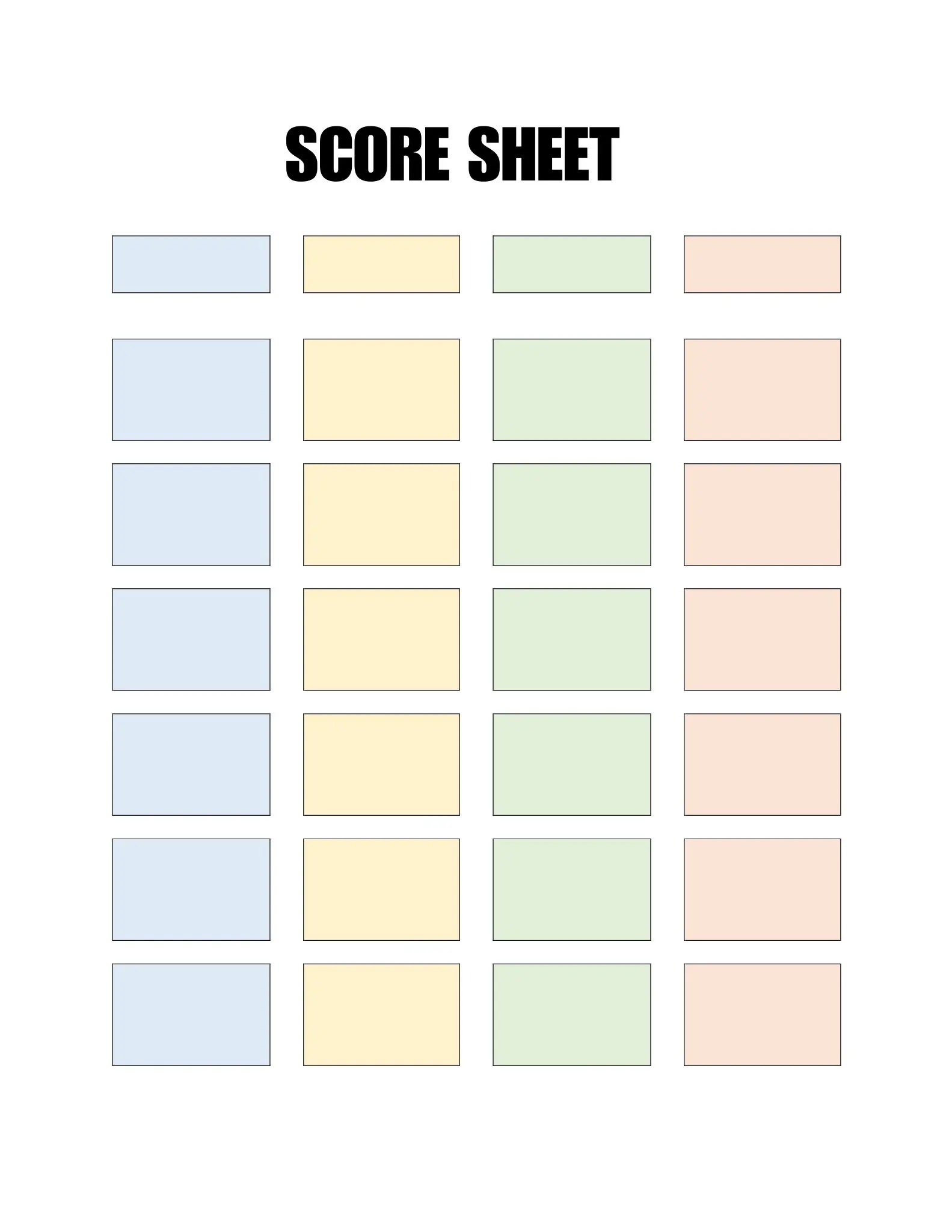 blank basic score sheet color