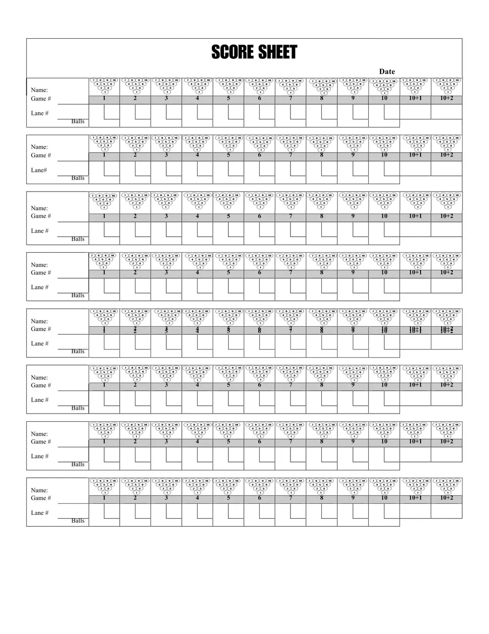bowling score sheet