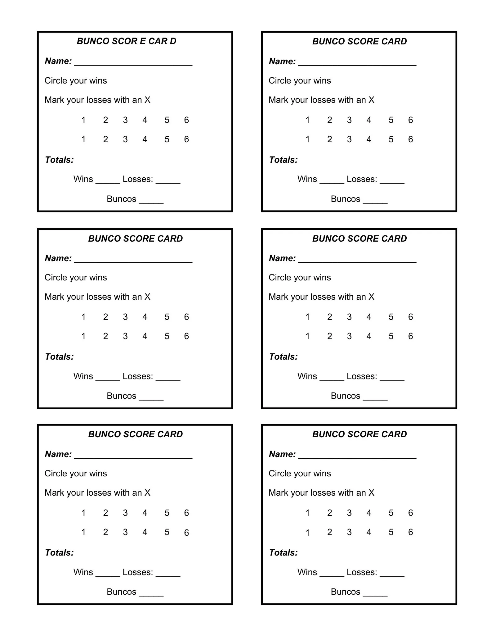 bunco scoresheet