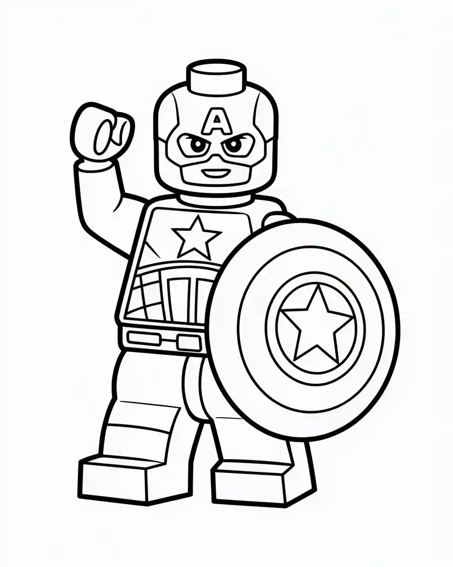 captain america as a lego figurine to color 1