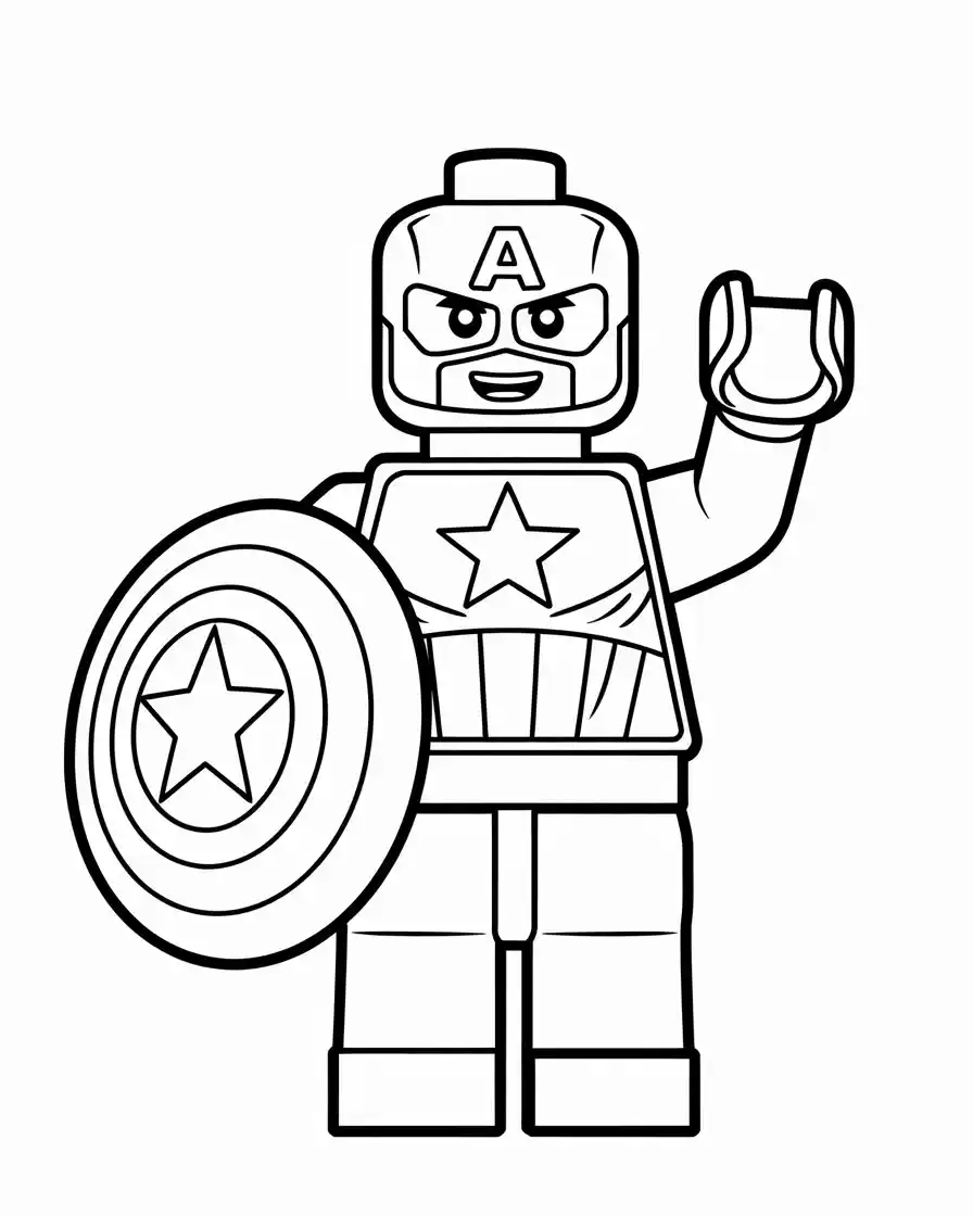 captain america as a lego figurine to color
