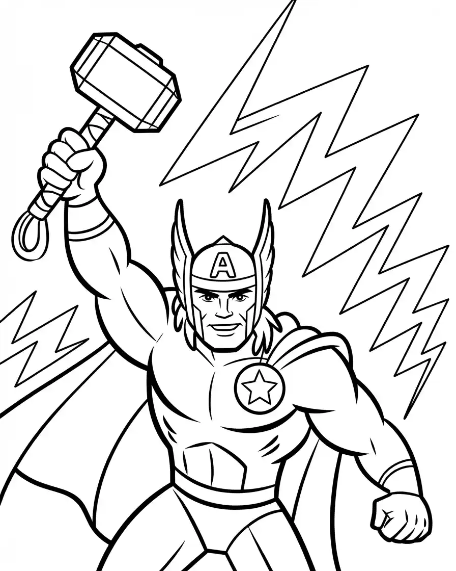 captain america holding thors hammer