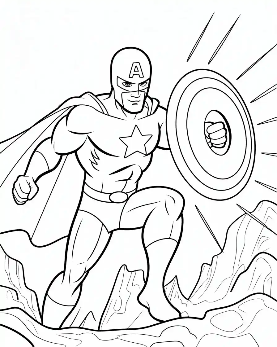 captain america protecting himself with his shield