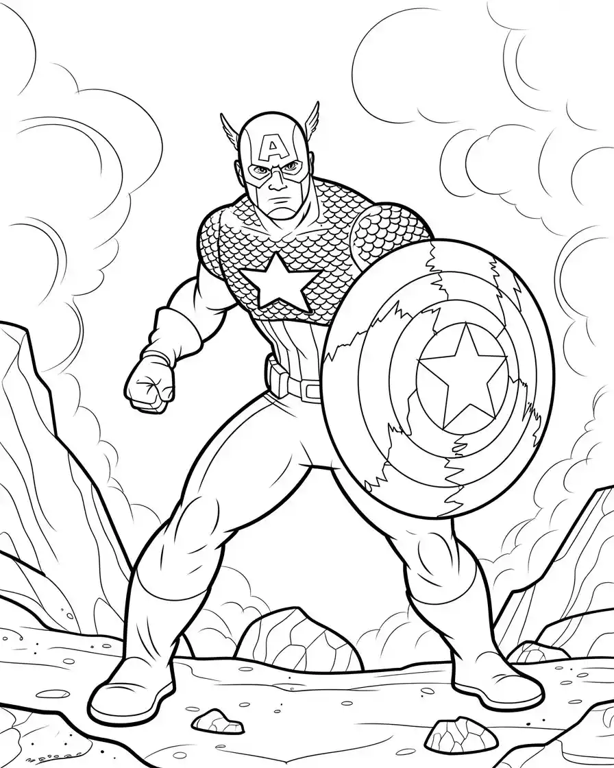 captain america with broken shield 1