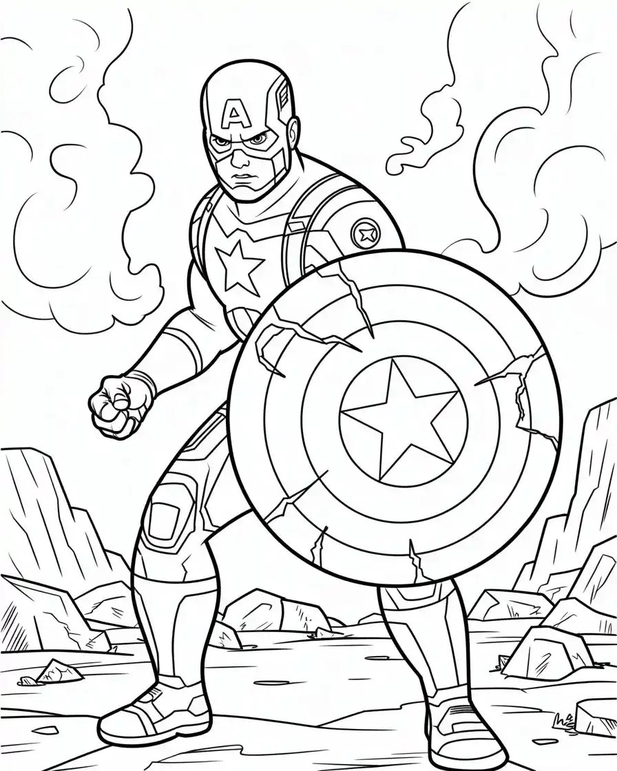 captain america with broken shield