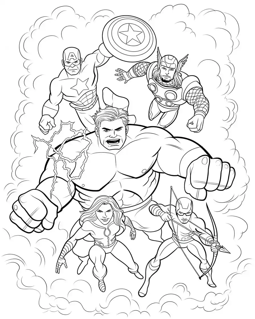 captain america with hulk iron man thor black widow and hawkeye 1