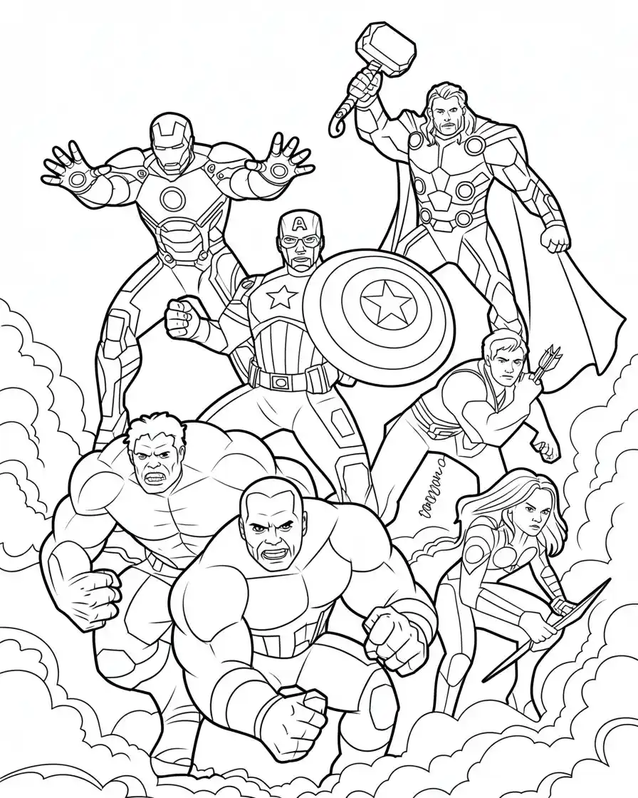 captain america with hulk iron man thor black widow and hawkeye