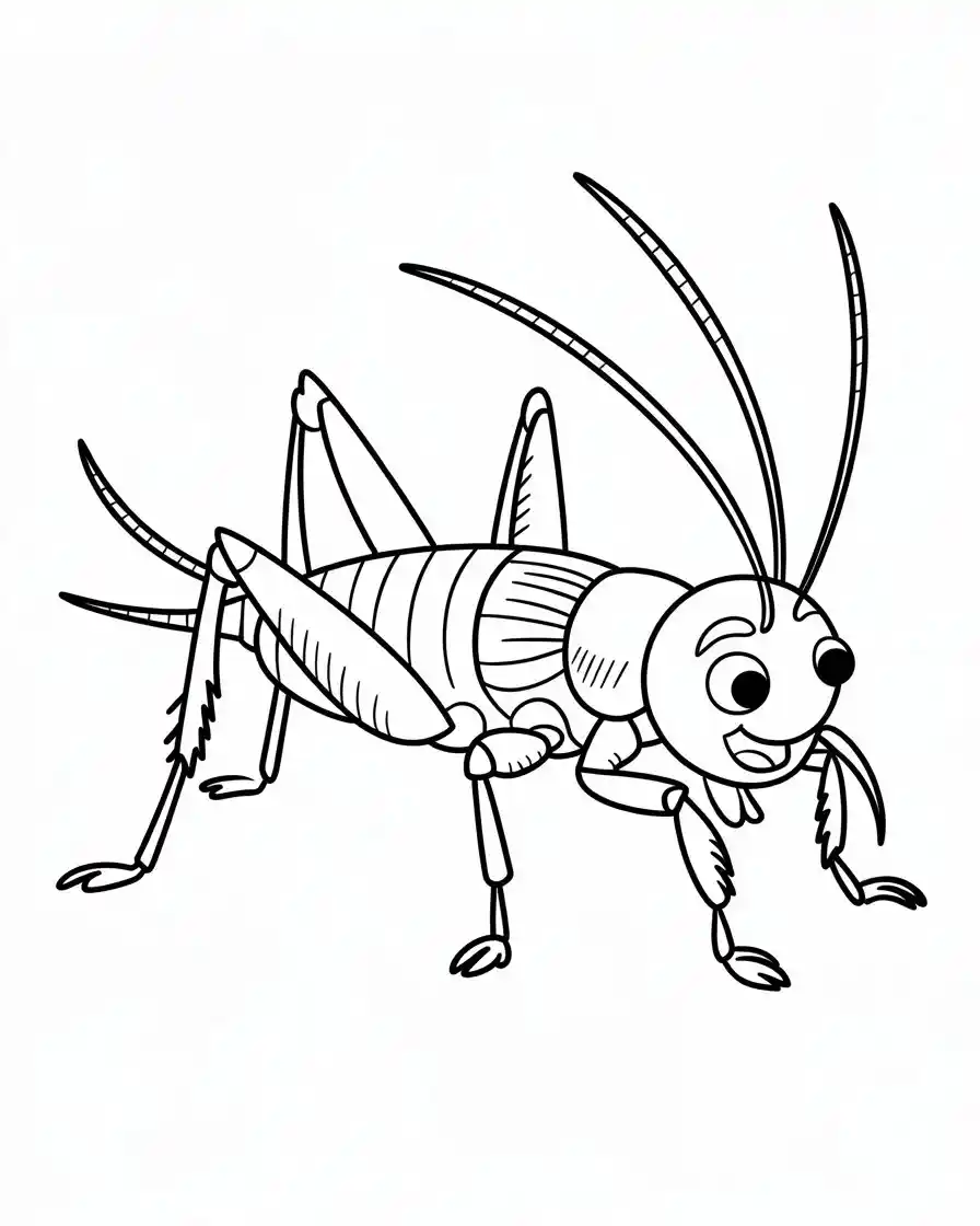 cartoon cricket insect coloring pages