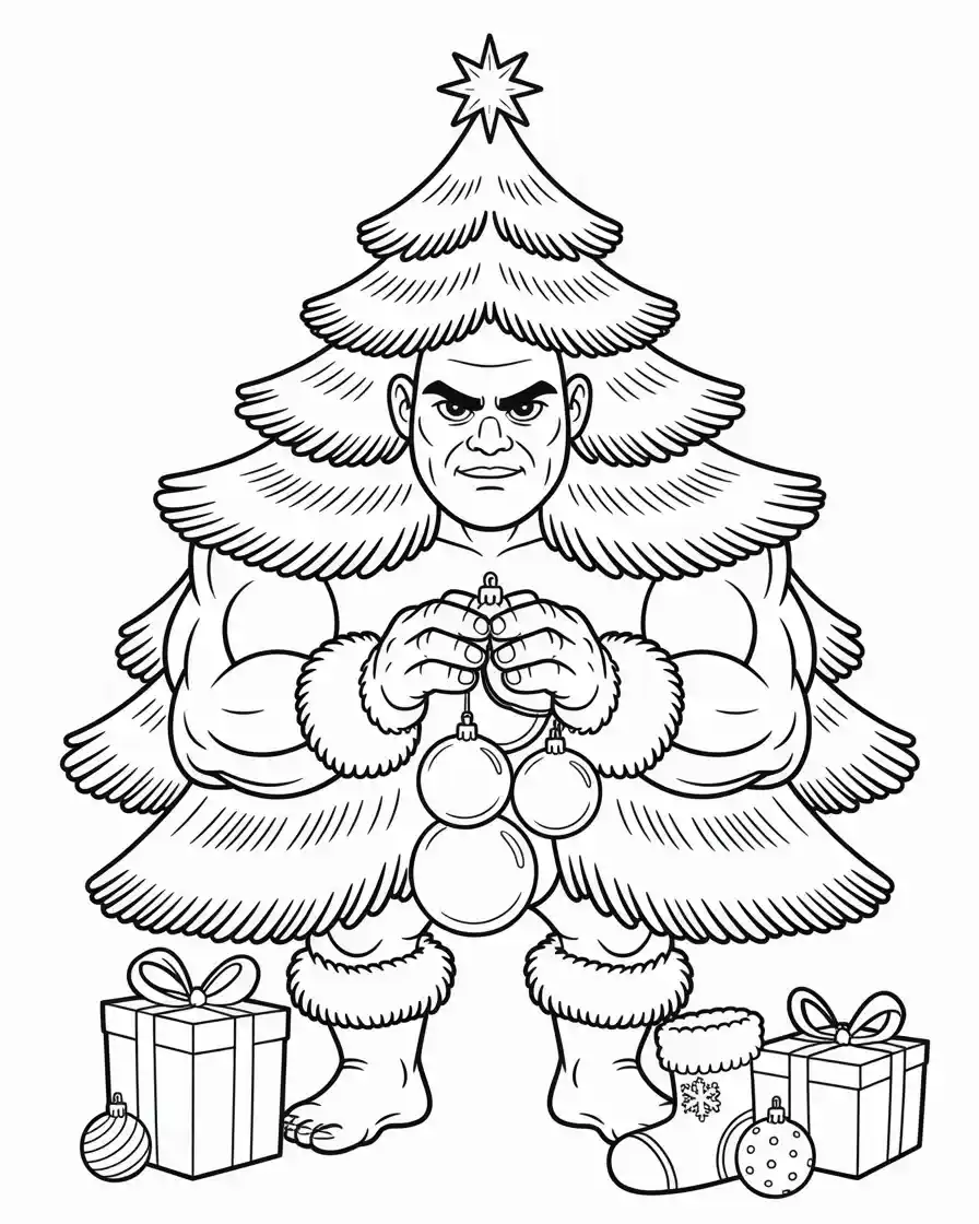 christmas hulk coloring page 1
