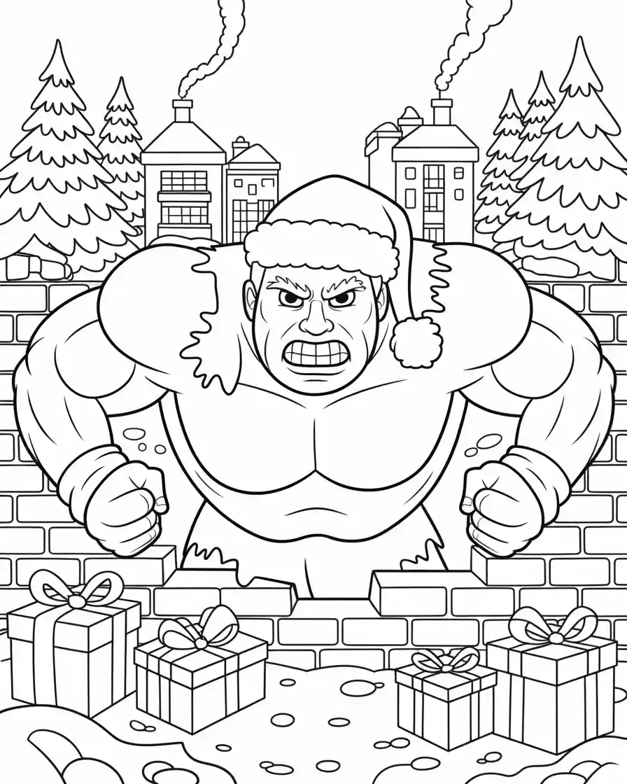 christmas inspired hulk coloring page