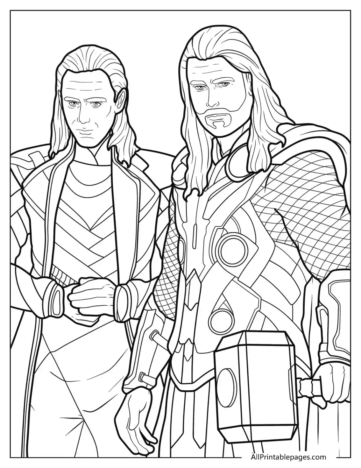 coloring page of lokie and thor