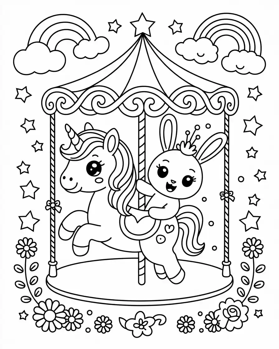 coloring page of peppa pig and a unicorn 1