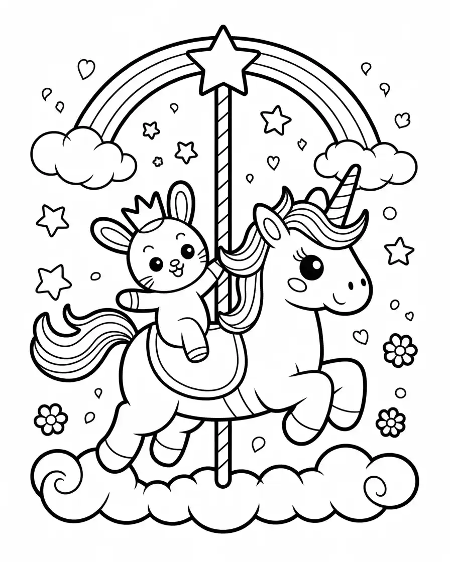 coloring page of peppa pig and a unicorn