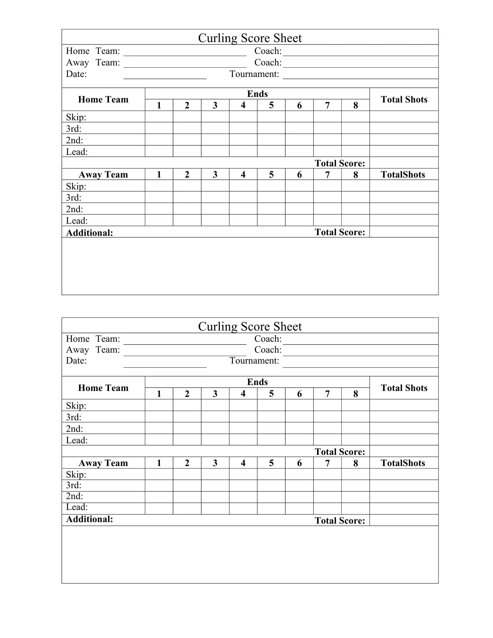curling score sheet