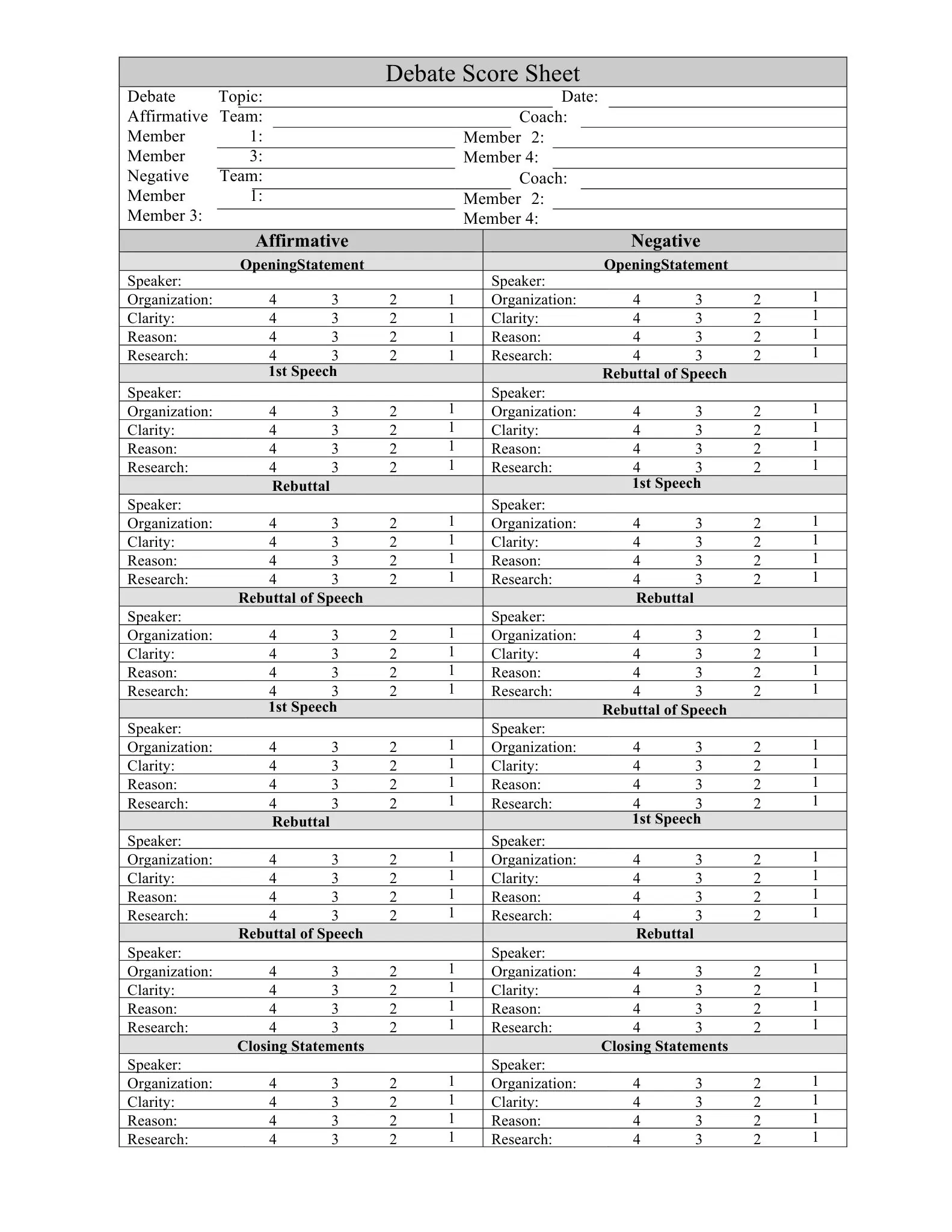 debate score sheet