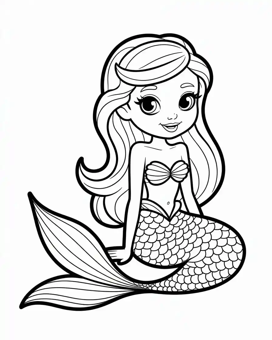 easy mermaid coloring page for k adults