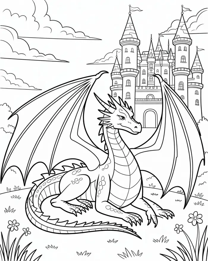 easy outline of night fury dragon coloring page 2