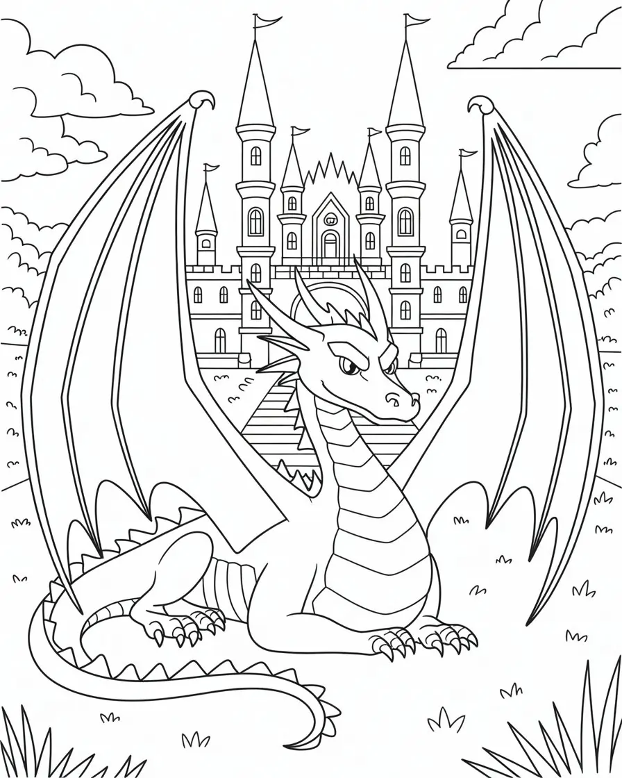 easy outline of night fury dragon coloring page