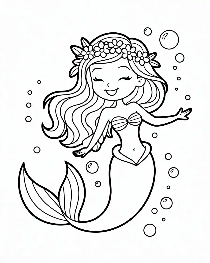easy the little mermaid ariel dancing coloring page for kids