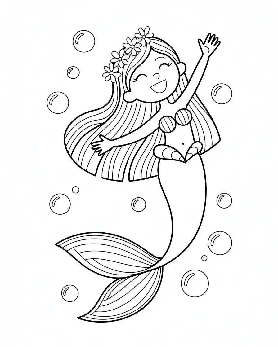 easy the little mermaid ariel dancing coloring page