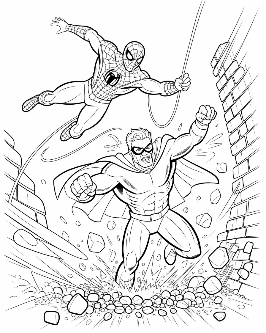 hulk and spiderman coloring page