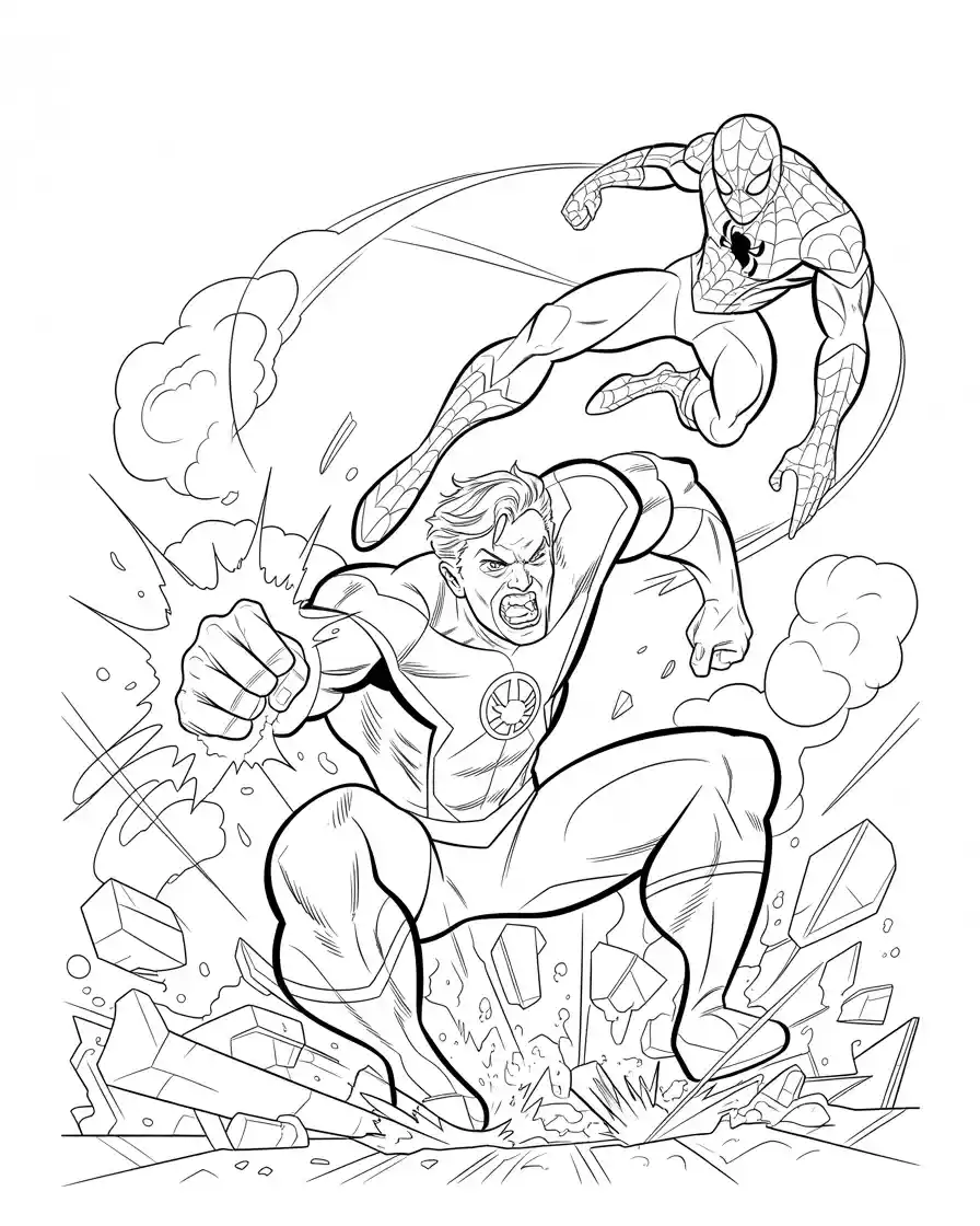 hulk and spiderman coloring page