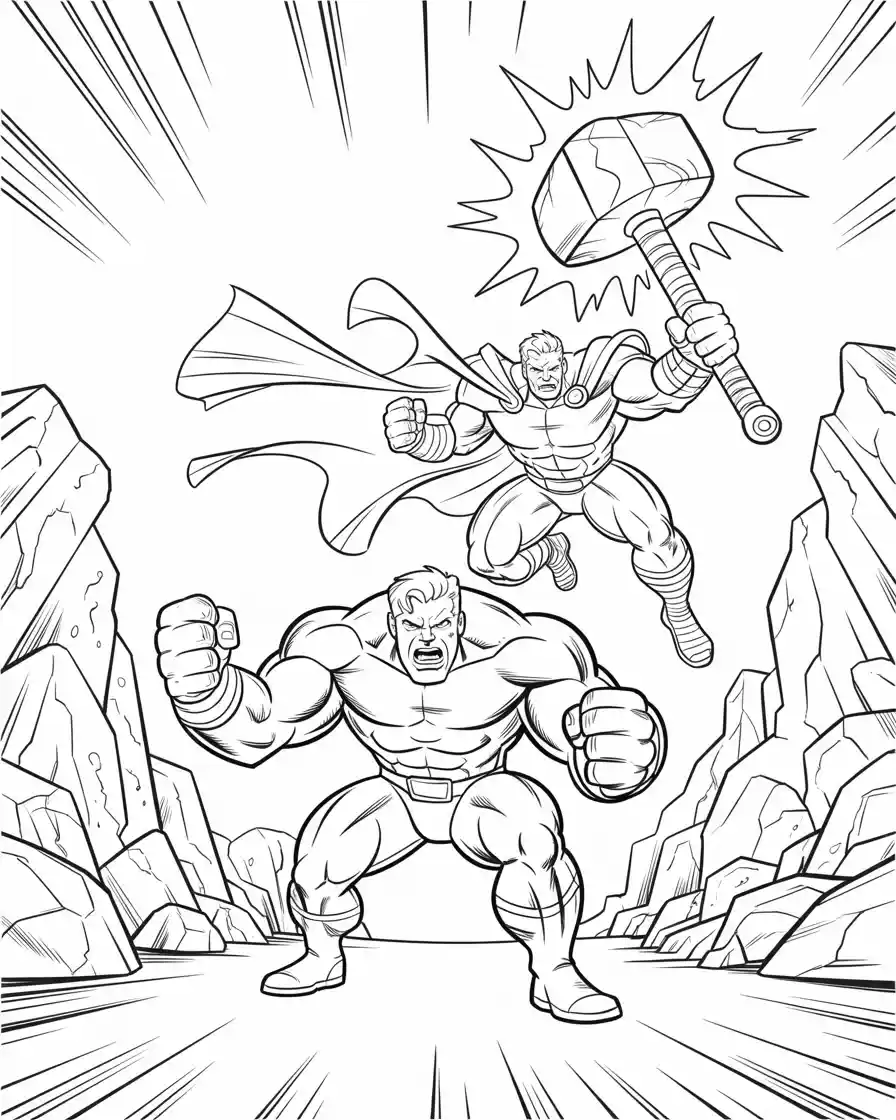 hulk and thor coloring page