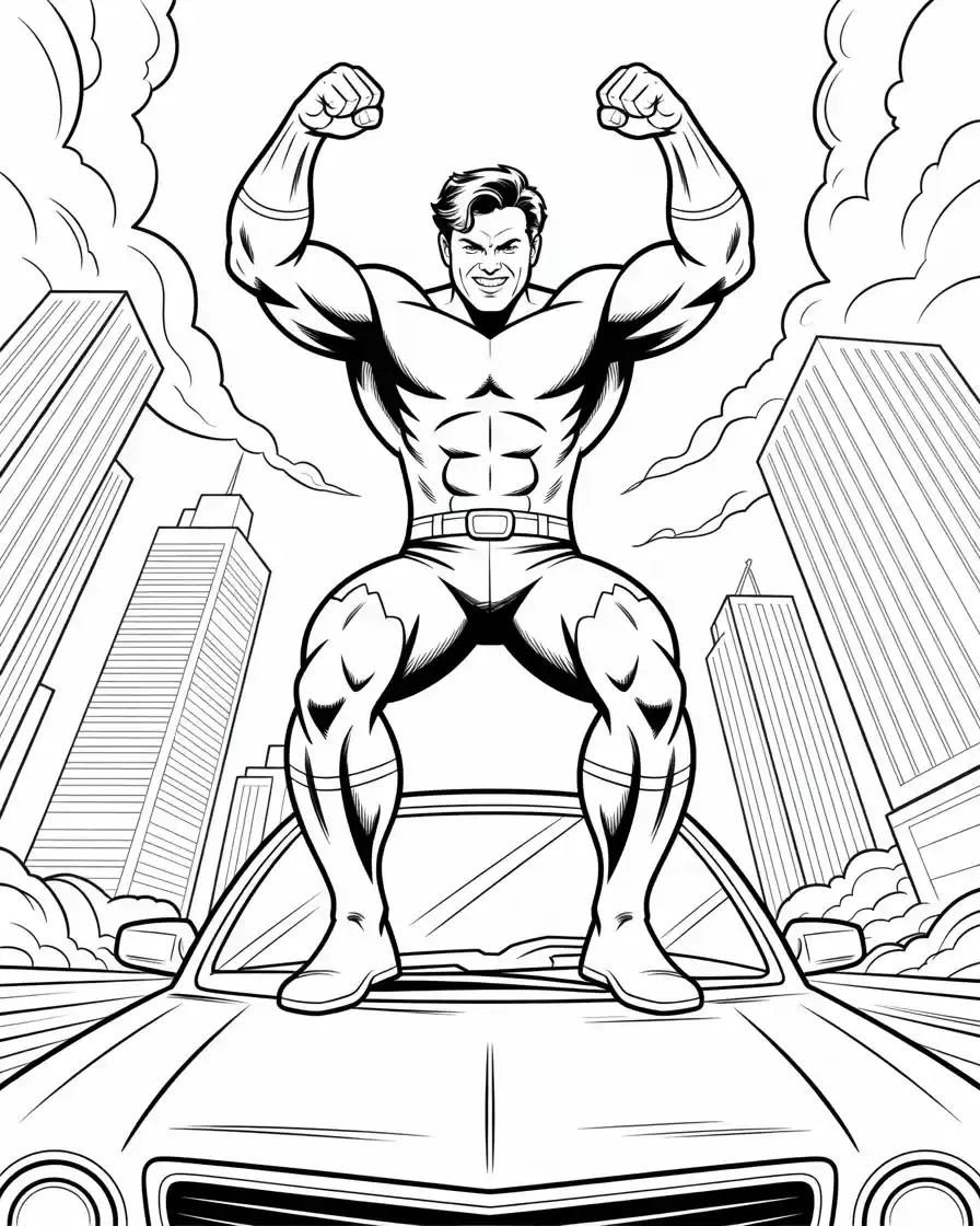 hulk raging on top of a car coloring sheet