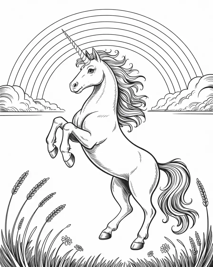 majestic looking unicorn coloring page