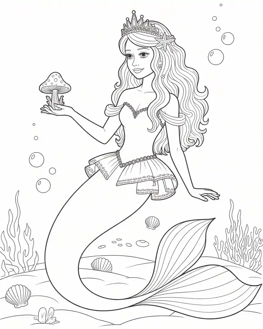 mermaid princess peach holding a tiny toad 1
