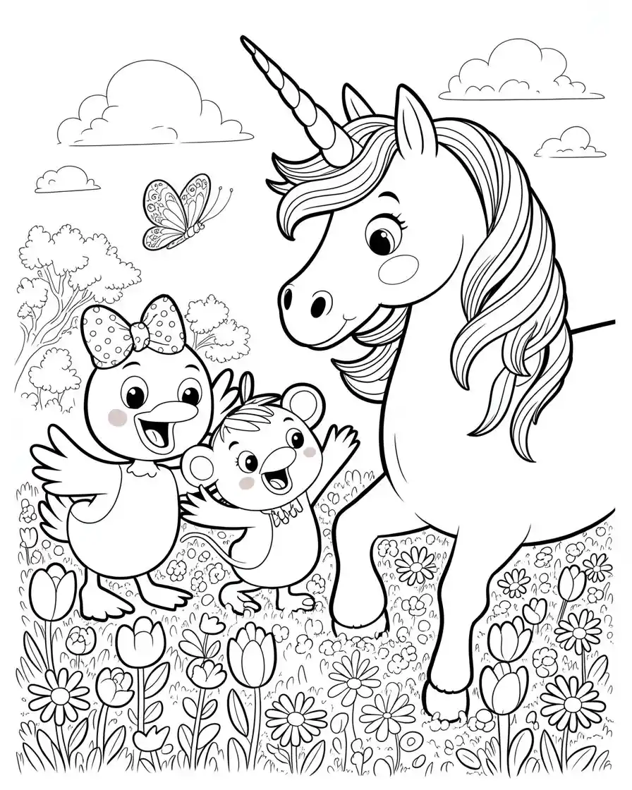 minnie mouse and daisy duck spotting a unicorn