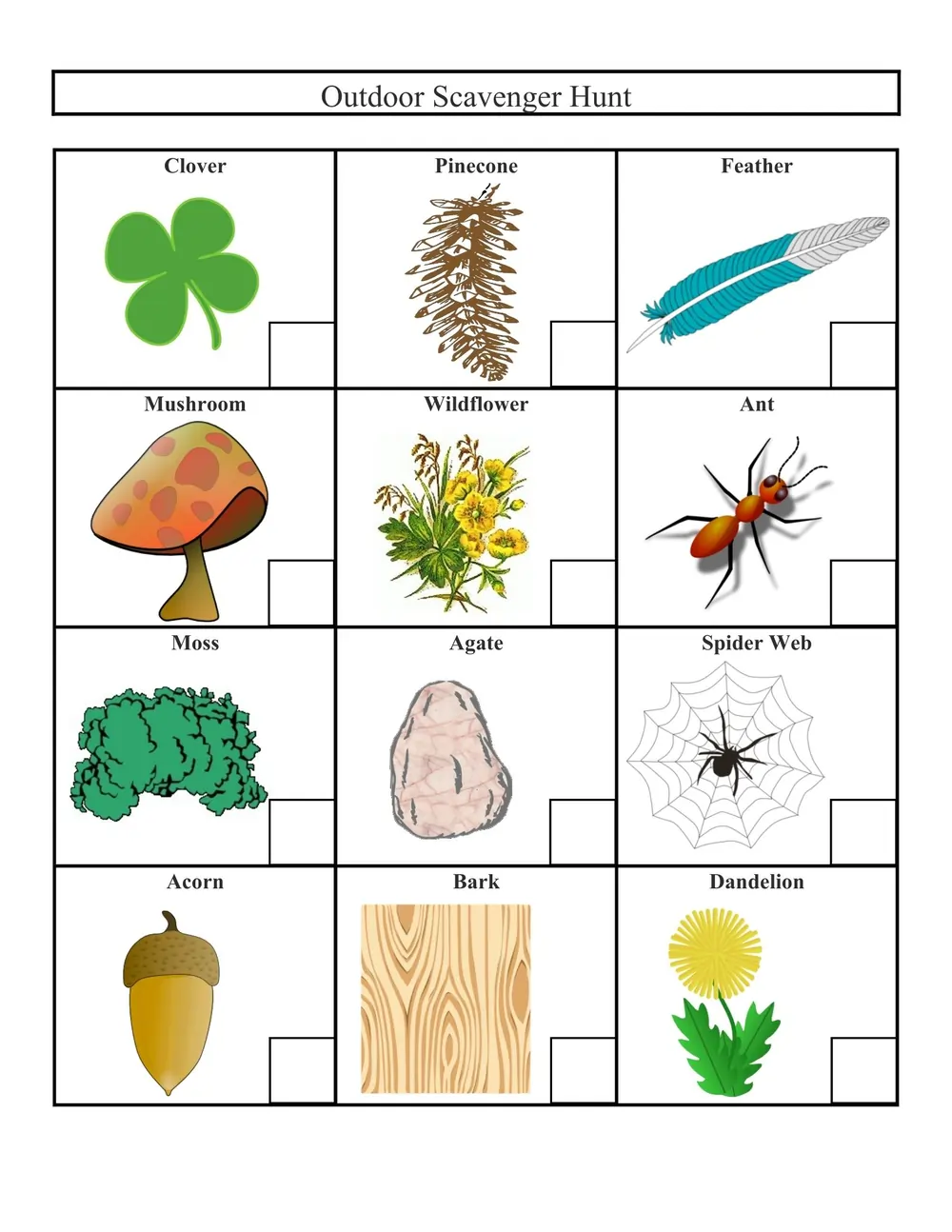 outdoor scavenger hunt score sheet