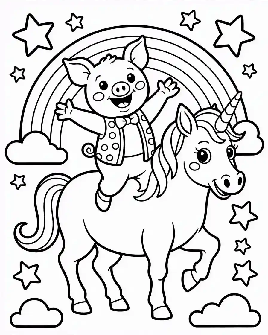 peppa pig and unicorn coloring page