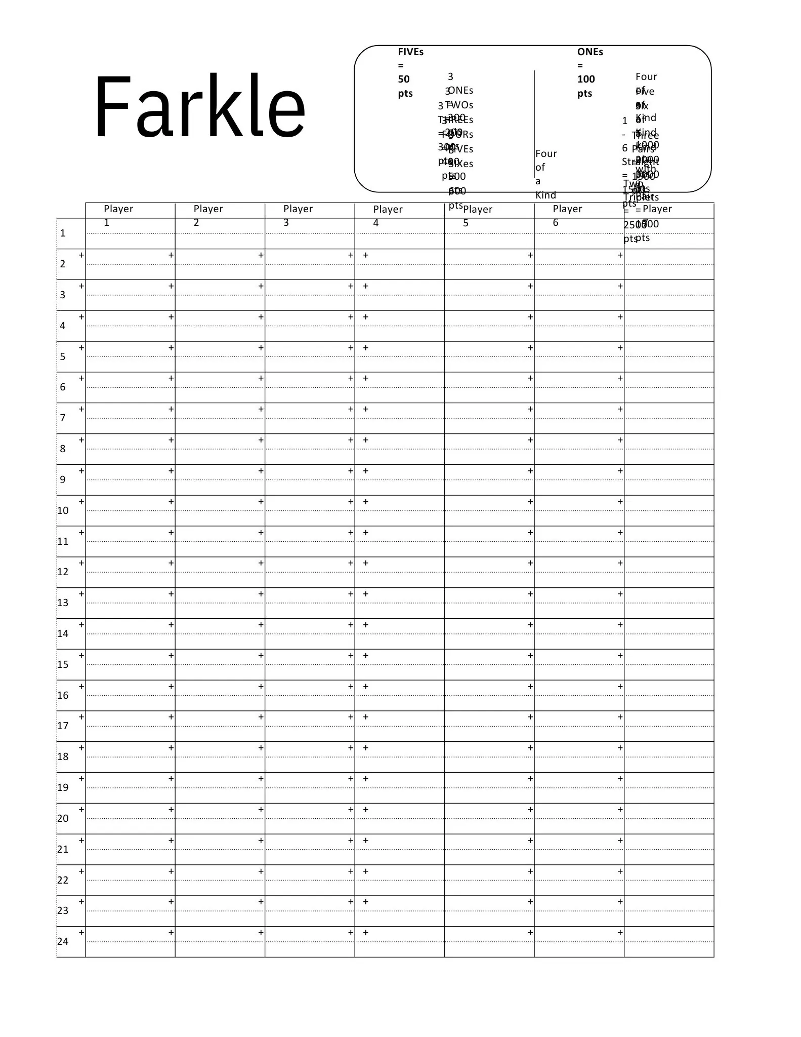 printable farkle score sheet