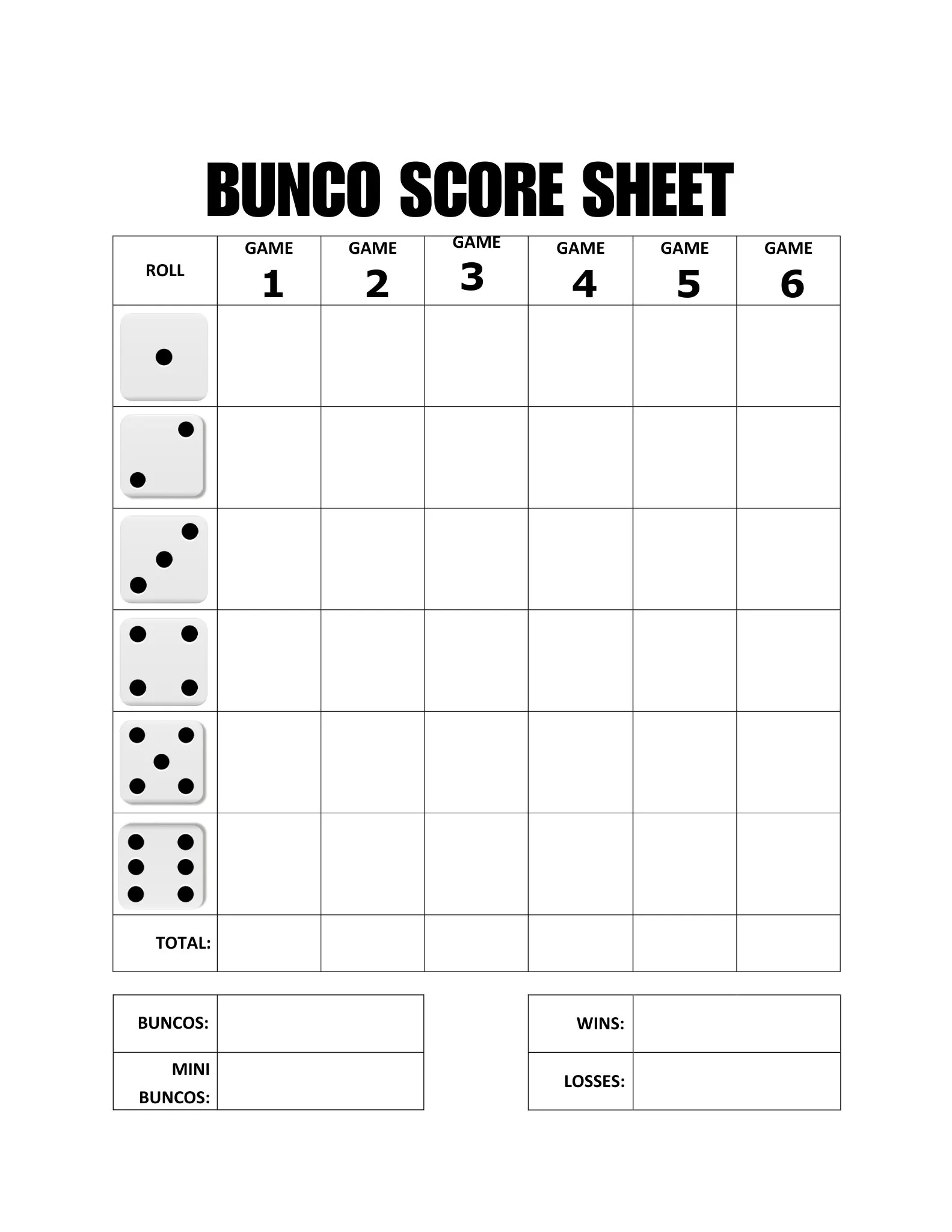 printable illustrated buncoscore sheet