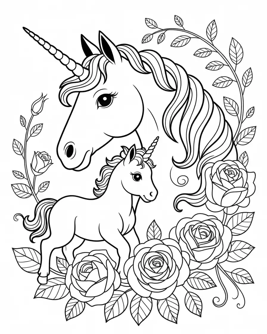 realistic unicorns with roses