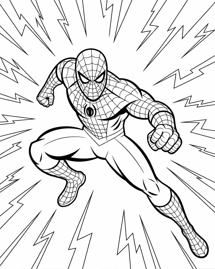spiderman in web suit to color