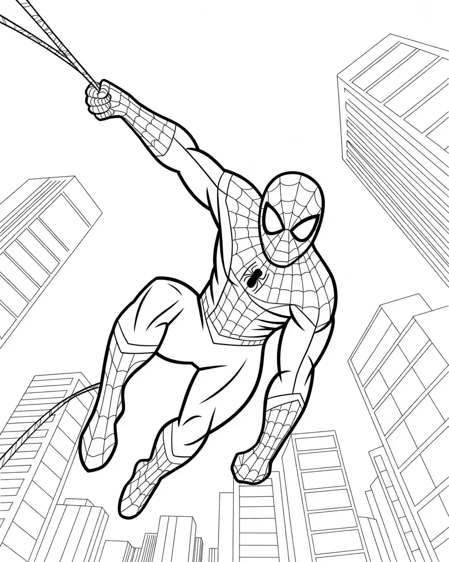 spiderman with web slinger in city