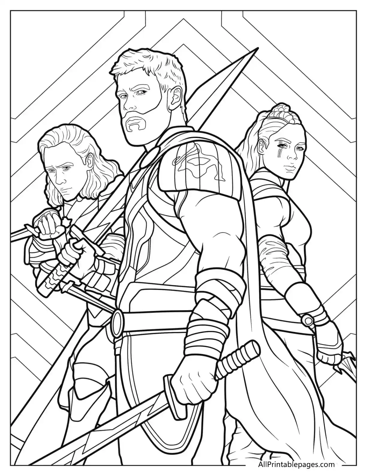 thor with lokie and valkyrie to color