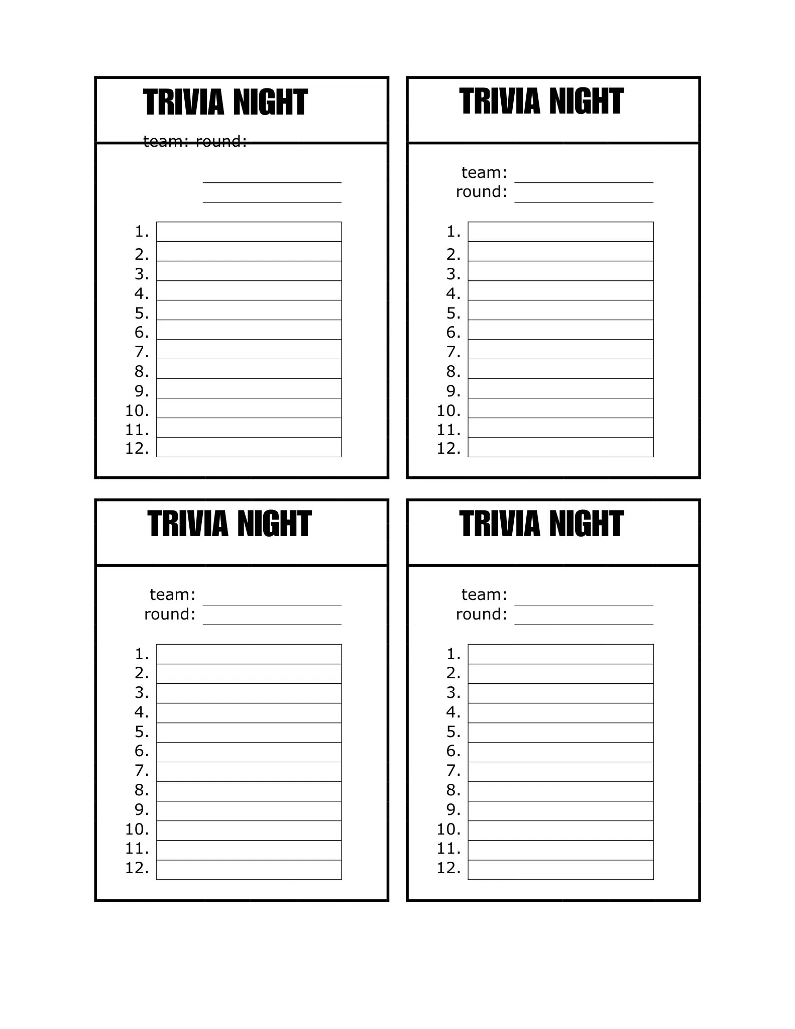 trivia night score sheet