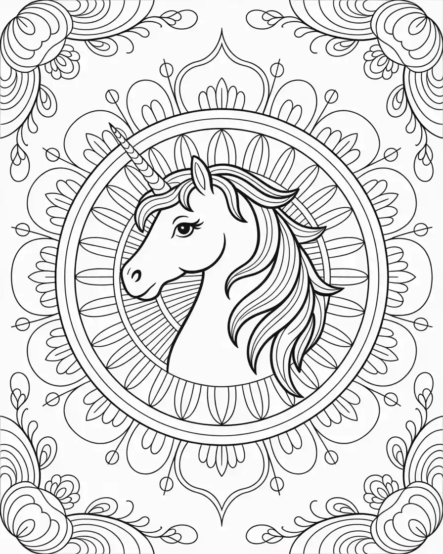 unicorn mandala with trippy background