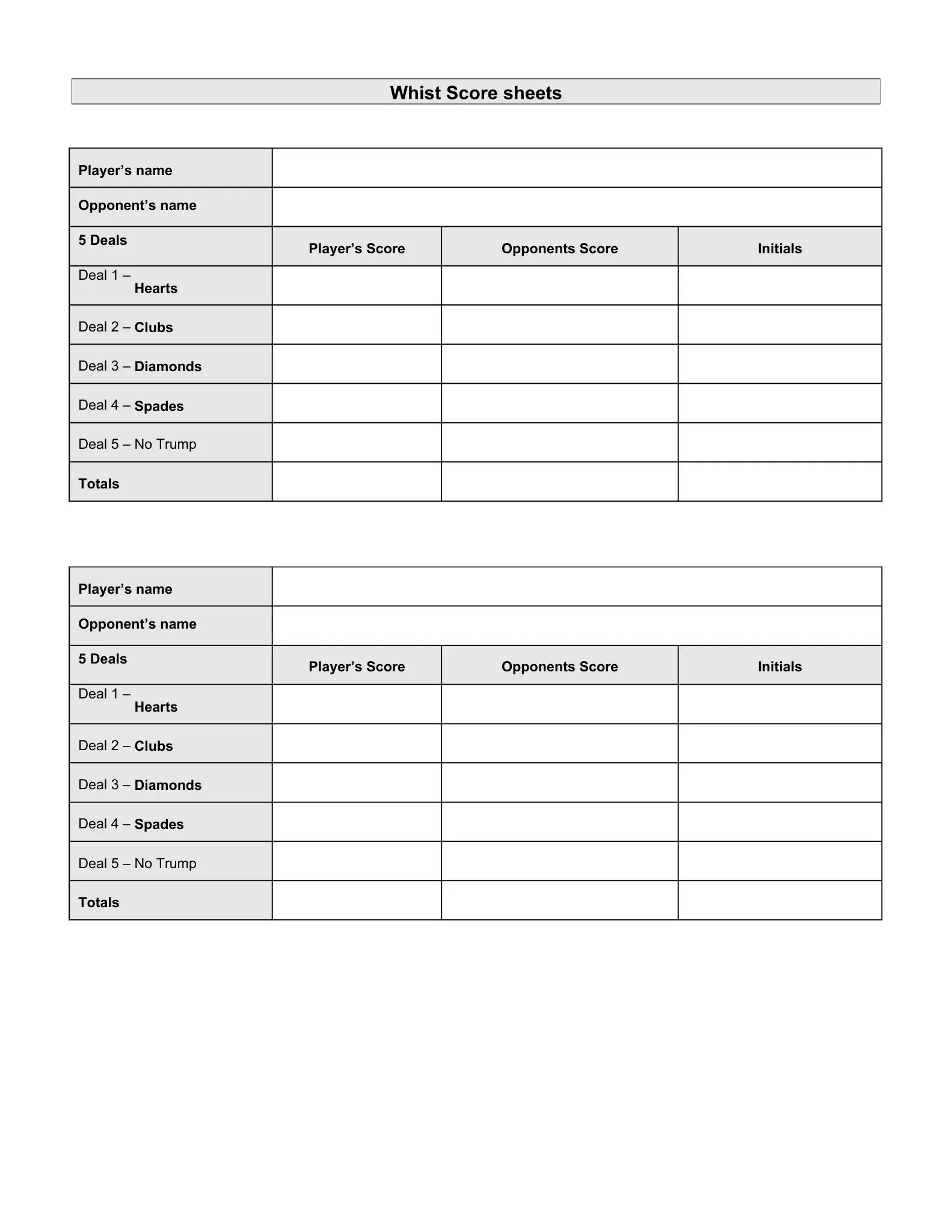 whist scorsheet