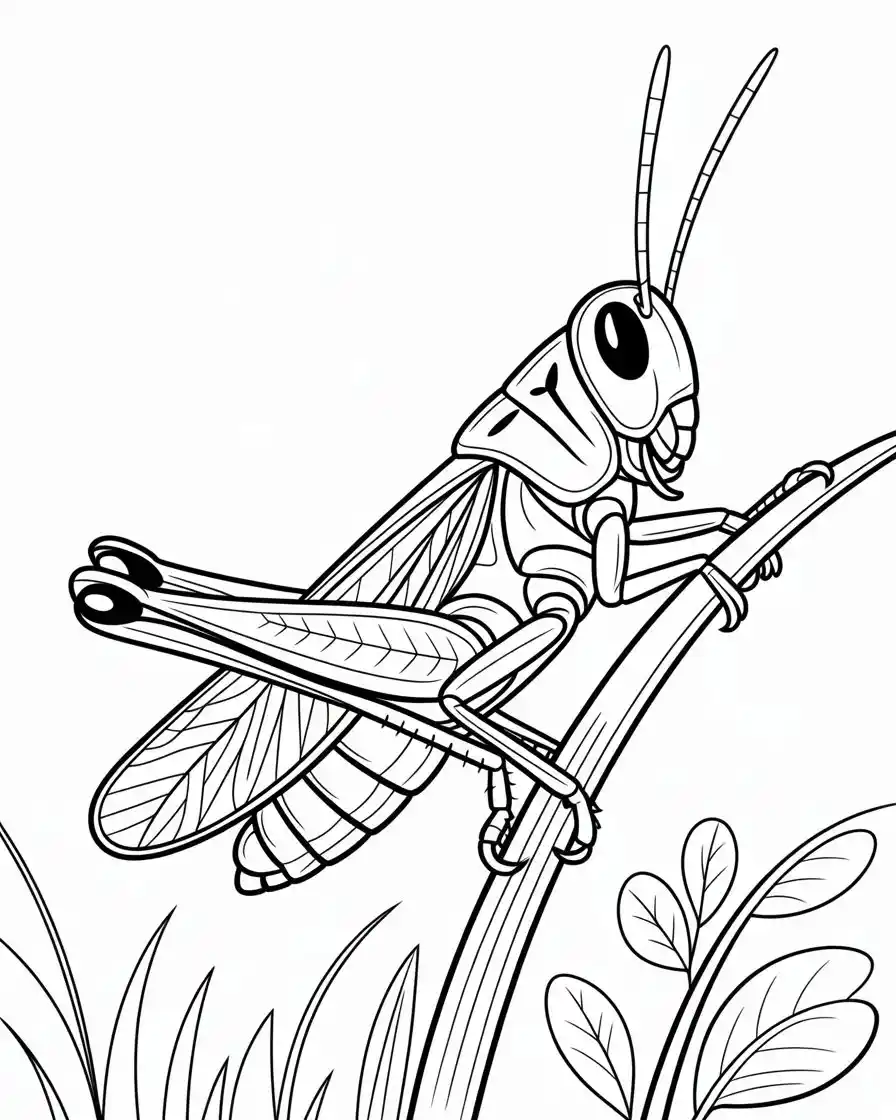 young grasshopper coloring pages