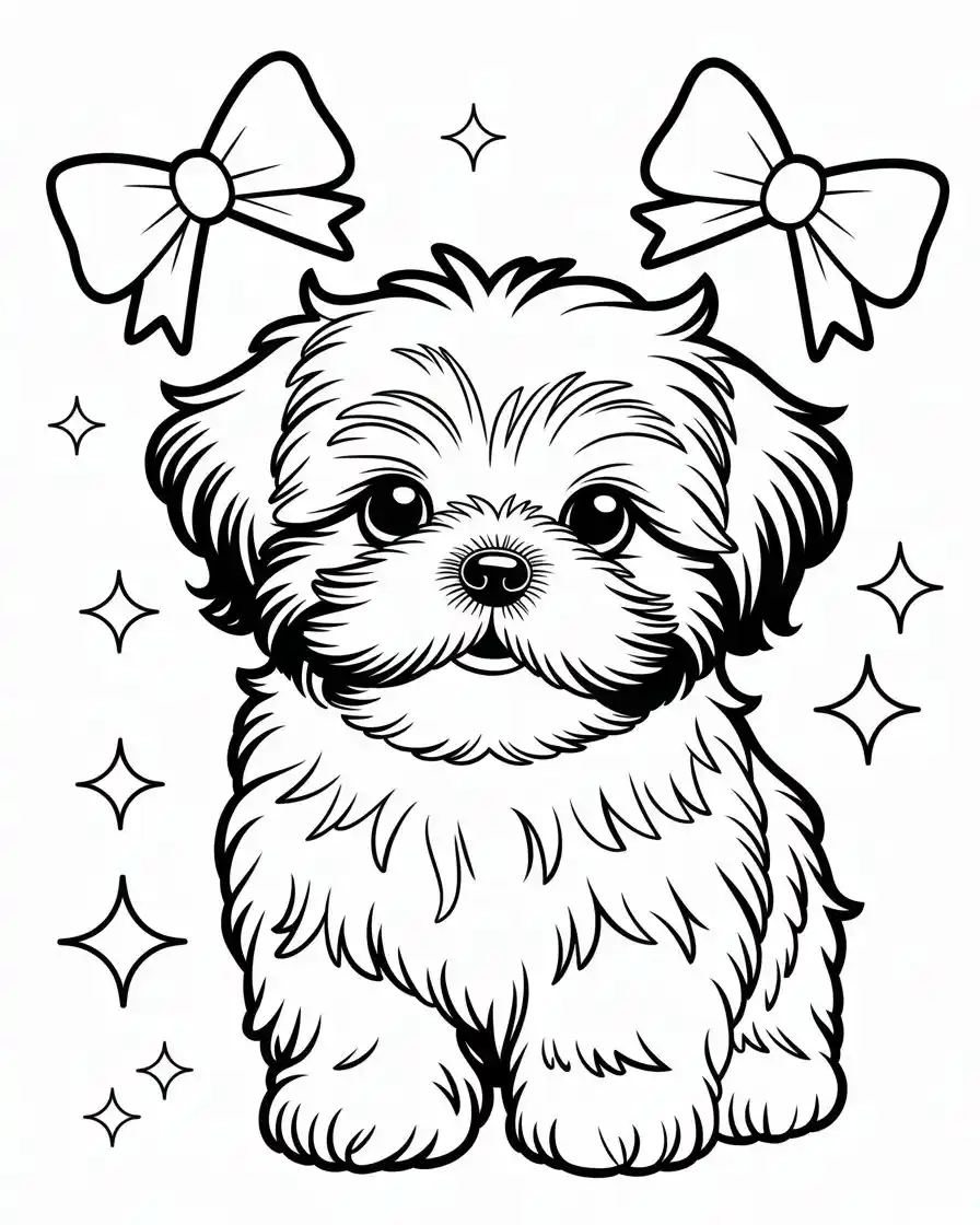 adorable shih tzu puppy dog coloring pages
