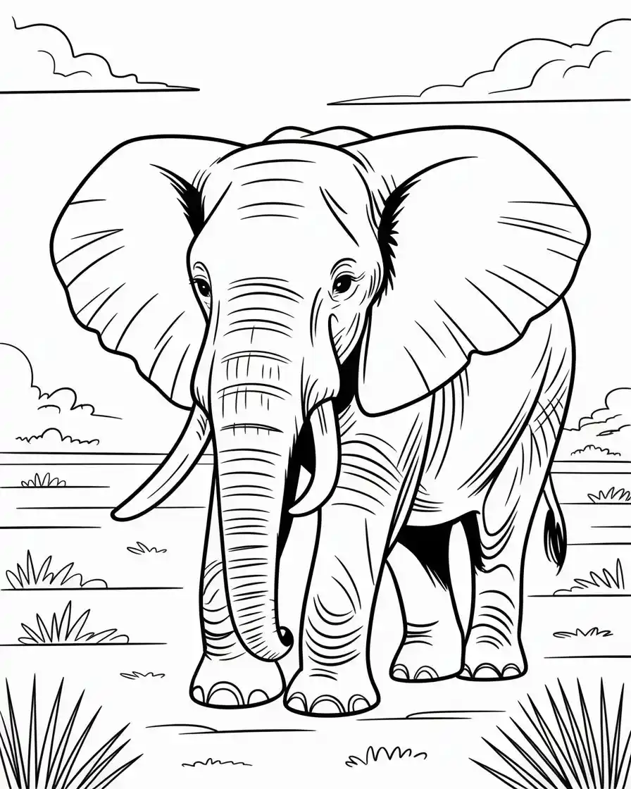african bush elephant walking on plains